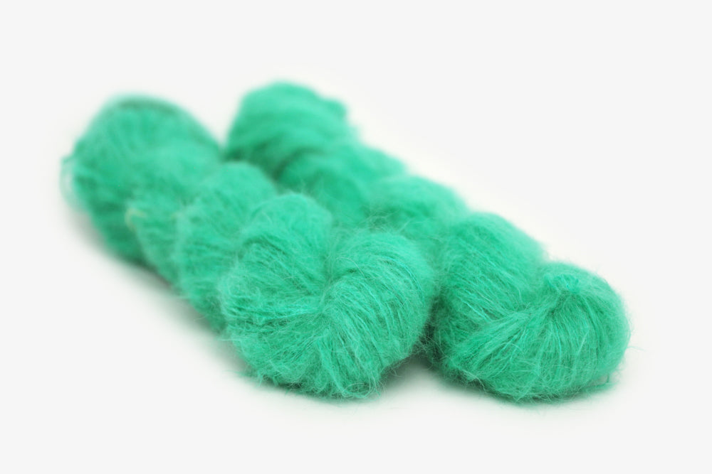 semisolid hand dyed spearmint (bright mint green) alpaca suri lace yarn