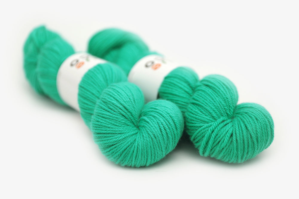 semisolid hand dyed spearmint (bright mint green) worsted yarn