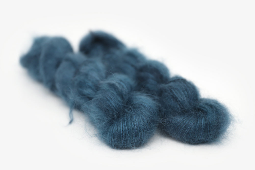 semisolid hand dyed spruce (dark teal green) mohair lace yarn