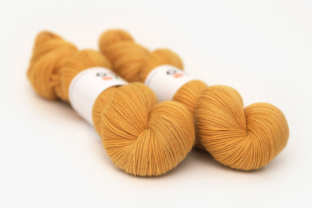 semisolid hand dyed squash (mustard gold yellow) phyllis sock yarn