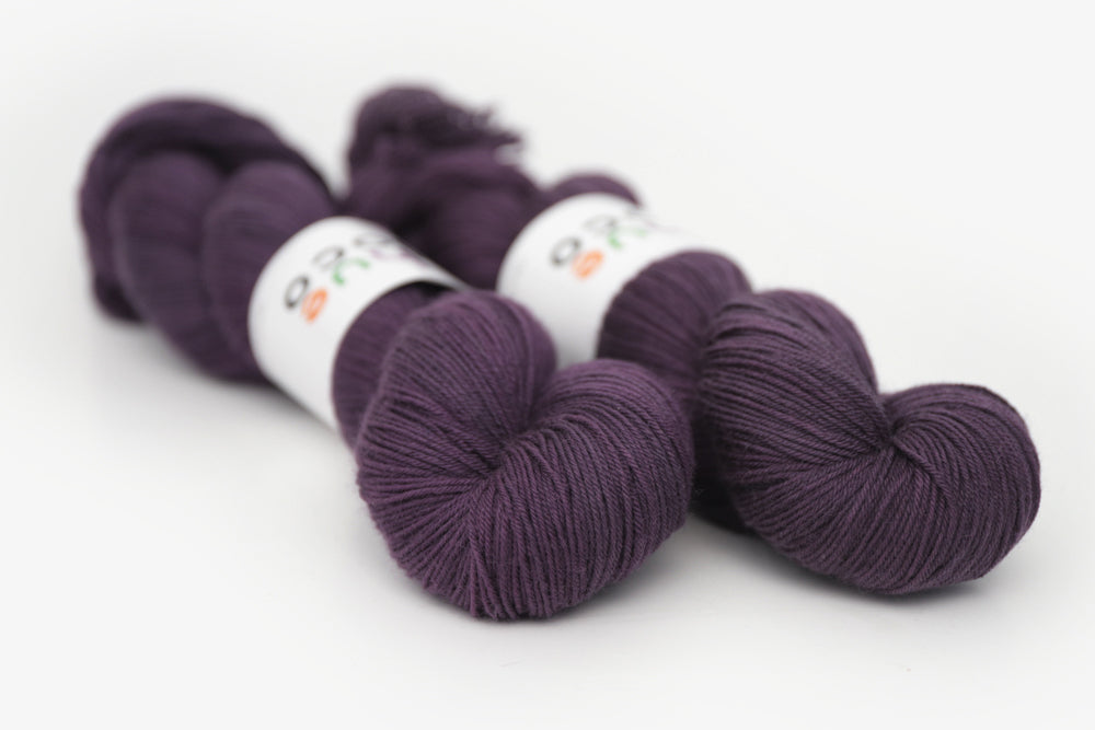 semisolid hand dyed vineyard (dark wine purple) phyllis sock yarn