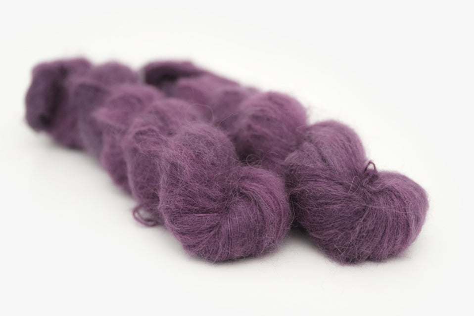semisolid hand dyed vineyard (dark wine purple) alpaca suri lace yarn